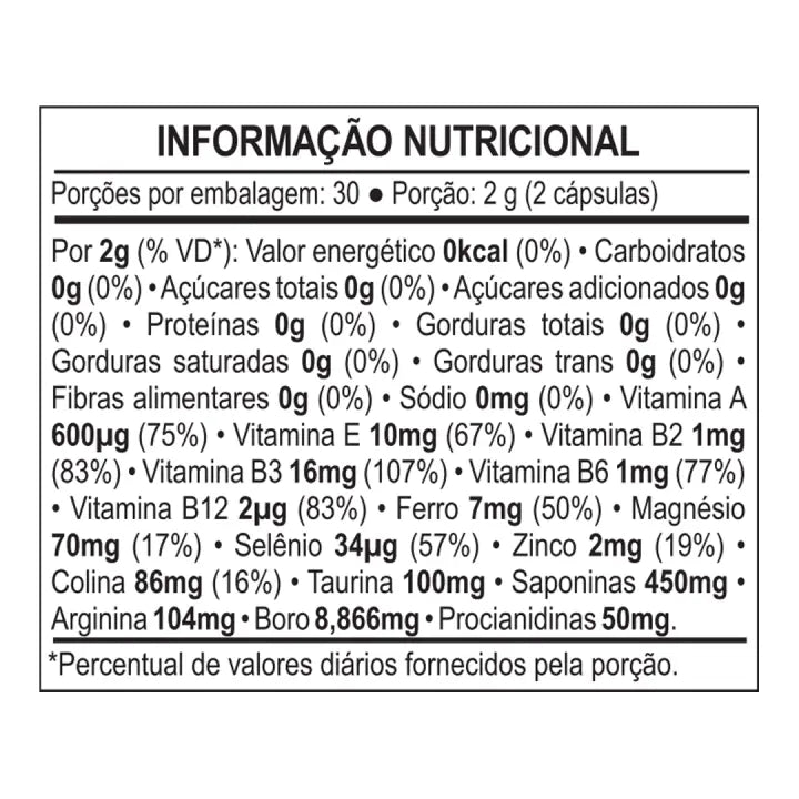 Informação nutricional AERA40+ Vita