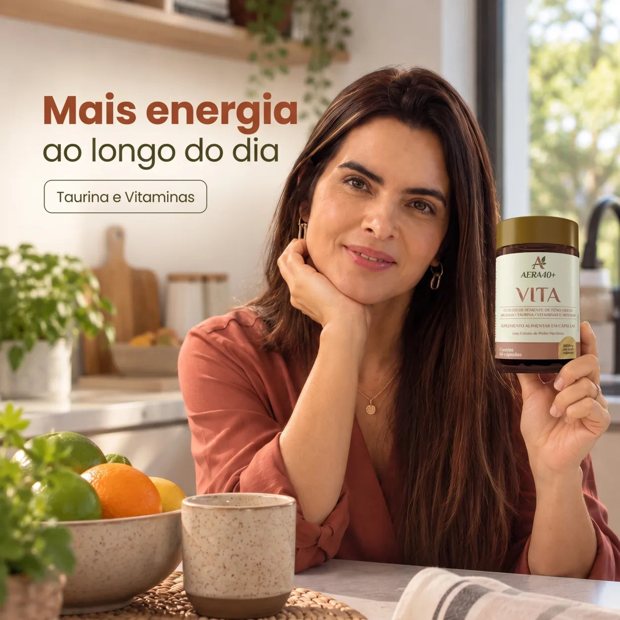 Mais energia ao longo do dia, com taurina e vitaminas — AERA40+ VITA