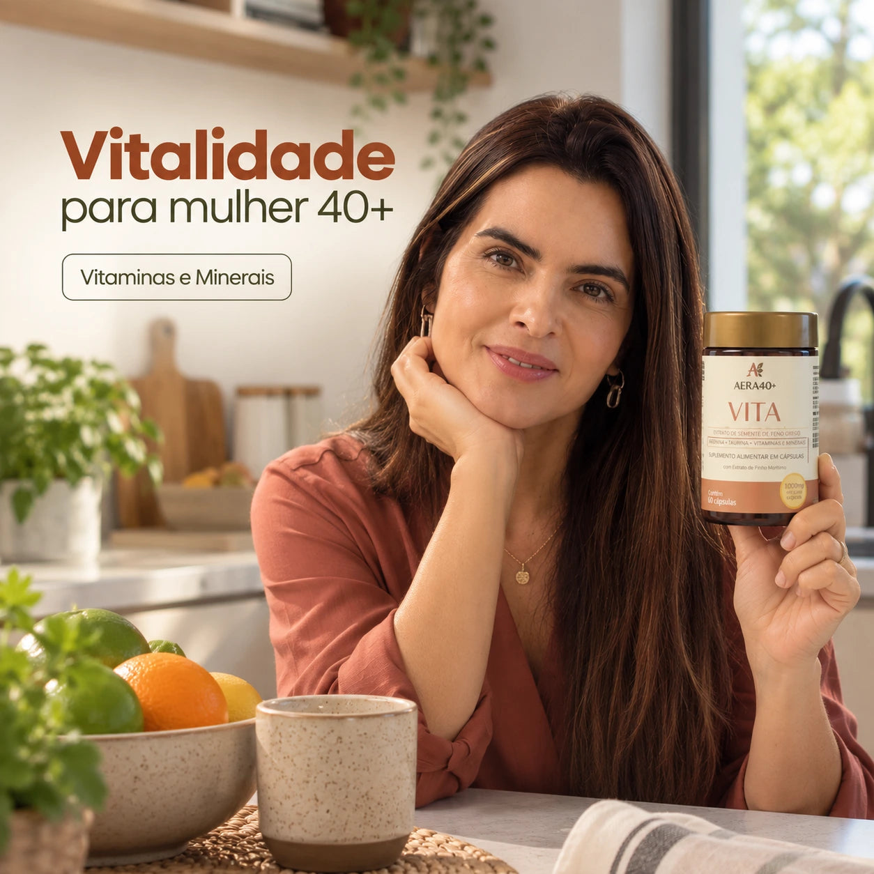 Vitalidade para mulher 40+, com vitaminas e minerais — AERA40+ Vita
